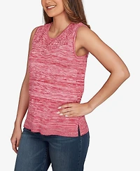 Ruby Rd. Petite Marled Knit Embroidered Tank Sweater