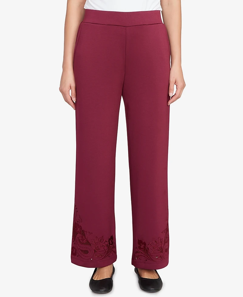 Ruby Rd. Petite Wide Leg Floral Cutout Pants