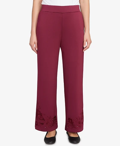 Ruby Rd. Petite Wide Leg Floral Cutout Pants