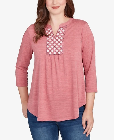 Ruby Rd. Petite Textured Knit Embellished Top