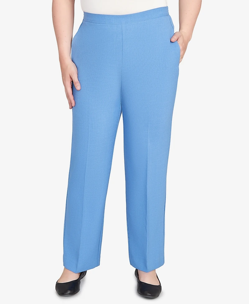 Alfred Dunner Petite Textured Pull On Medium Length Pants