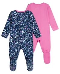 Huggies Baby Girls 2-Pack Footed Crewneck Coverall