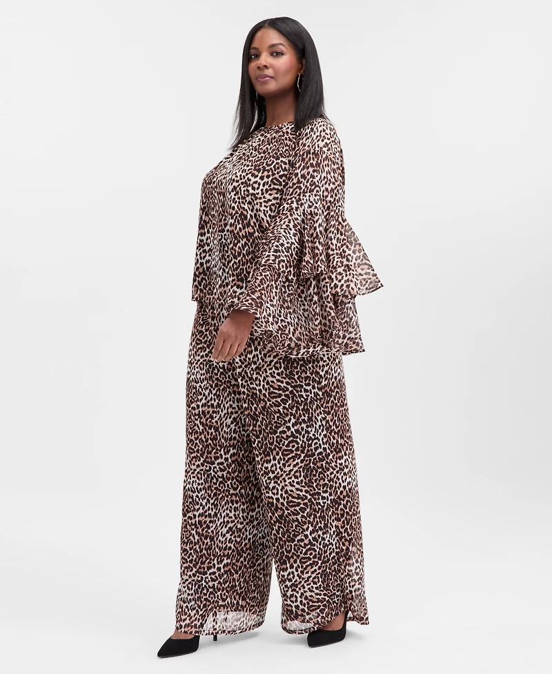 I.n.c. International Concepts Plus Printed Ruffle-Sleeve Top, Macy's Exclusive