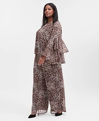 I.n.c. International Concepts Plus Printed Ruffle-Sleeve Top, Macy's Exclusive