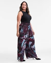I.n.c. International Concepts Plus Printed Crinkle Chiffon Wide-Leg Pants, Macy's Exclusive
