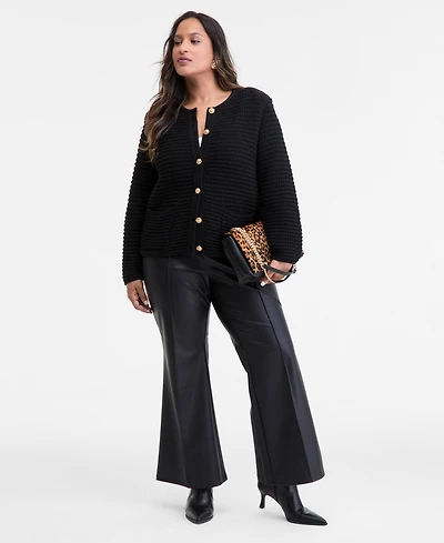 I.n.c. International Concepts Plus Textured Button-Front Cardigan, Macy's Exclusive