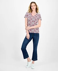 Nautica Jeans Women's Ribbon-Print V-Neck T-Shirt