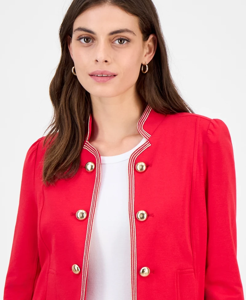 Tommy Hilfiger Women's Metallic-Trim Band-Collar Jacket