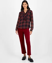 Tommy Hilfiger Women's Plaid Ruffled Top
