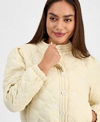 And Now This Petite Embroidered Quilted Puffer Jacket, Macy's Exclusive