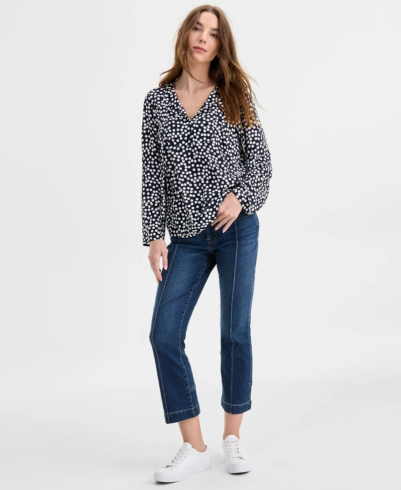 Nautica Jeans Women's Dot Print Tie-Neck Top