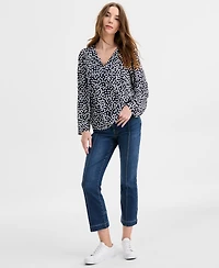 Nautica Jeans Women's Dot Print Tie-Neck Top