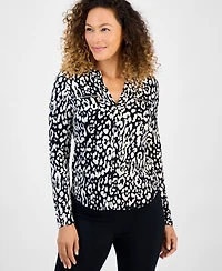 Jm Collection Petite Soft Spots Zip-Pocket Top, Macy's Exclusive