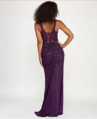 Emerald Sundae Juniors' Glitter Corset Mermaid Gown