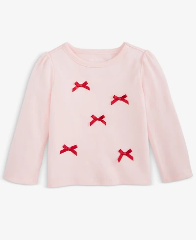 First Impressions Baby Girls Long-Sleeve Velour-Bows T-Shirt, Macy's Exclusive