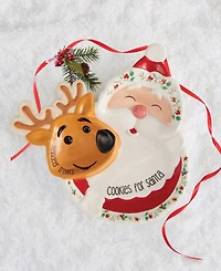 Winterberry Santa & Reindeer Cookie Plate