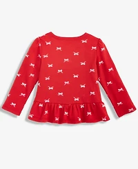 First Impressions Baby Girls Long-Sleeve Fun Bows-Print Jersey T-Shirt, Macy's Exclusive