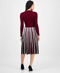 Robbie Bee Women's Long Sleeve Ribbed Knit Sweater Dress