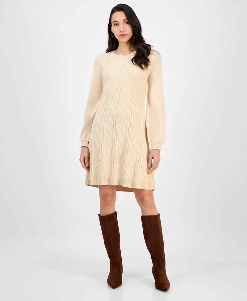 Sandra Darren Women's Cable-Knit Long-Sleeve Sweater Dress