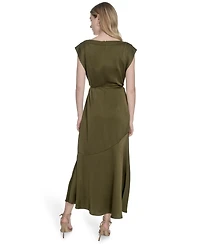 Vince Camuto Women's Satin Trapunto-Stitch Midi Dress