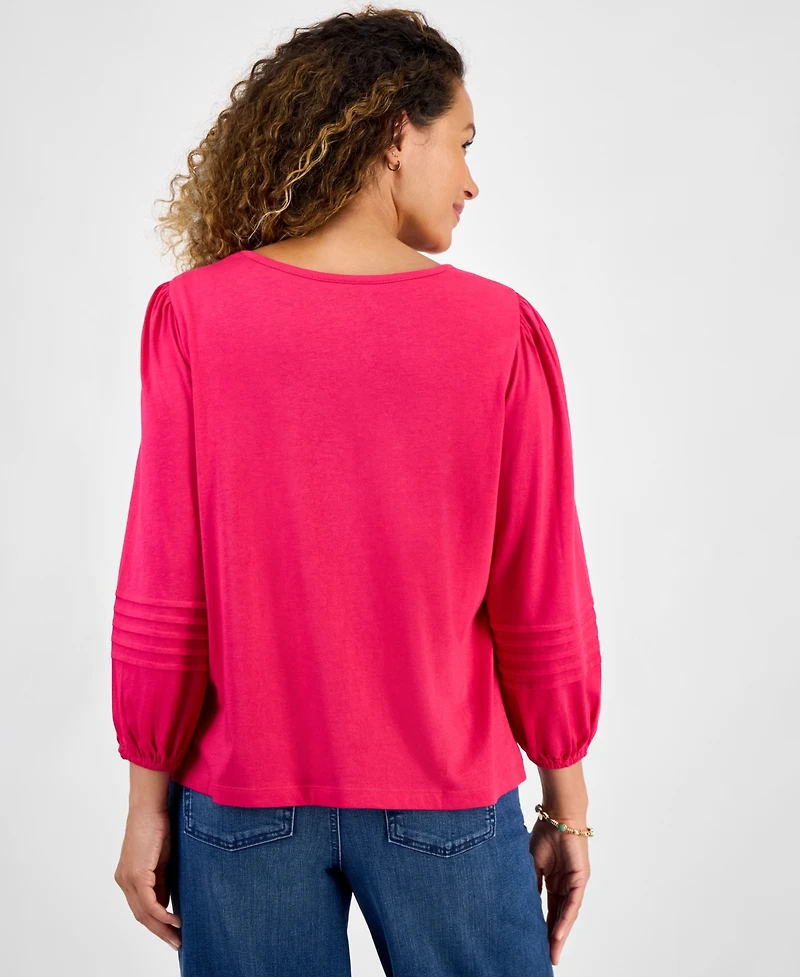 Style & Co Petite Broderie Anglaise Top, Macy's Exclusive