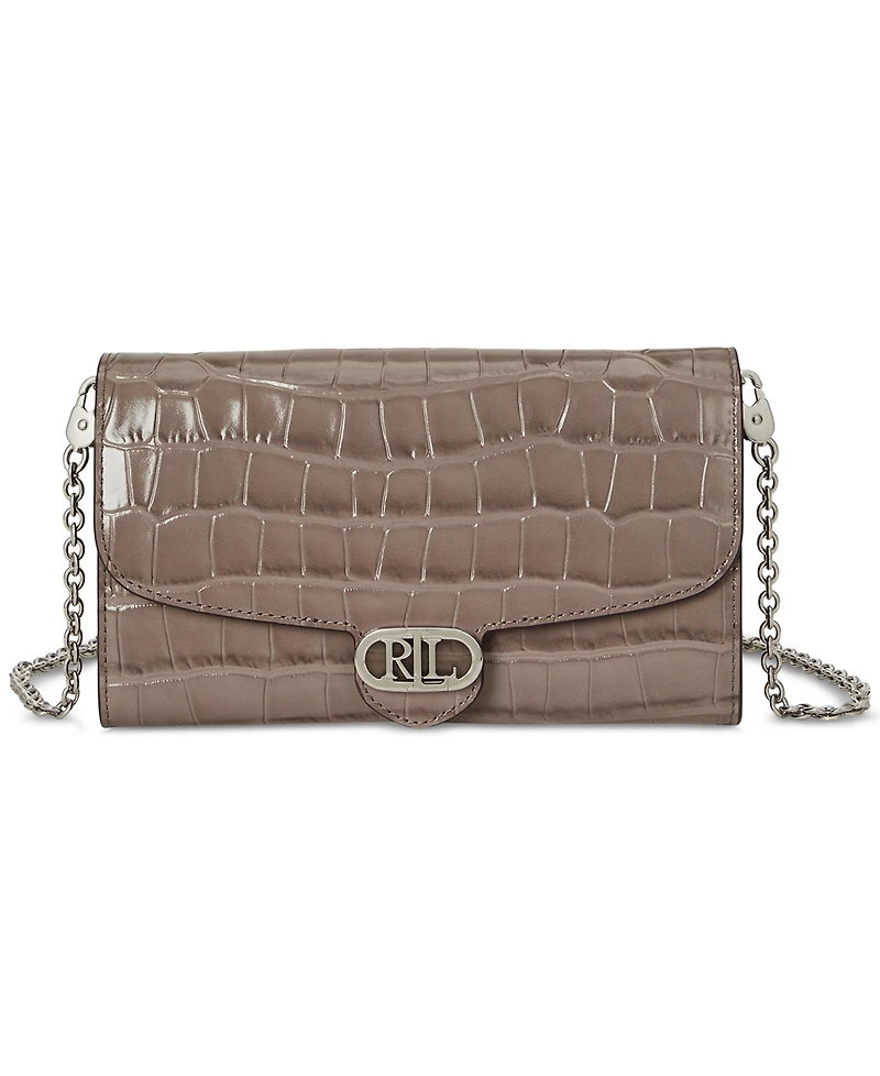 Lauren Ralph Adair Croc-Embossed Leather Small Crossbody