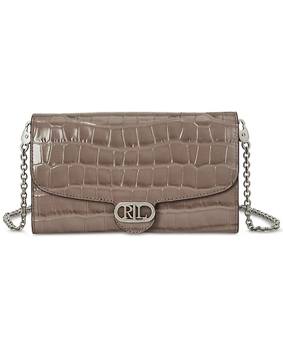 Lauren Ralph Adair Croc-Embossed Leather Small Crossbody