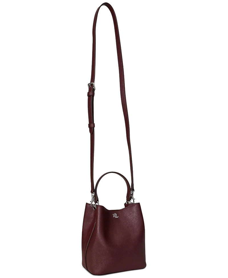 Lauren Ralph Crosshatch Leather Small Reese Bucket Bag