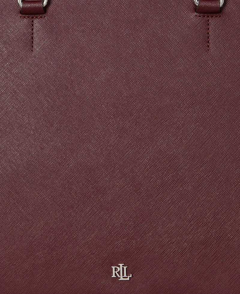 Lauren Ralph Crosshatch Leather Large Hanna Satchel