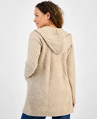 Style & Co Petite Chunky Cable-Knit Hooded Cardigan, Macy's Exclusive