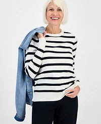 Style & Co Petite Striped Relaxed Sweater, Macy's Exclusive