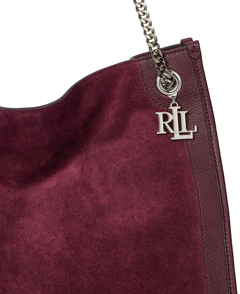 Lauren Ralph Lauren Bradley Large Suede & Leather Tote Bag