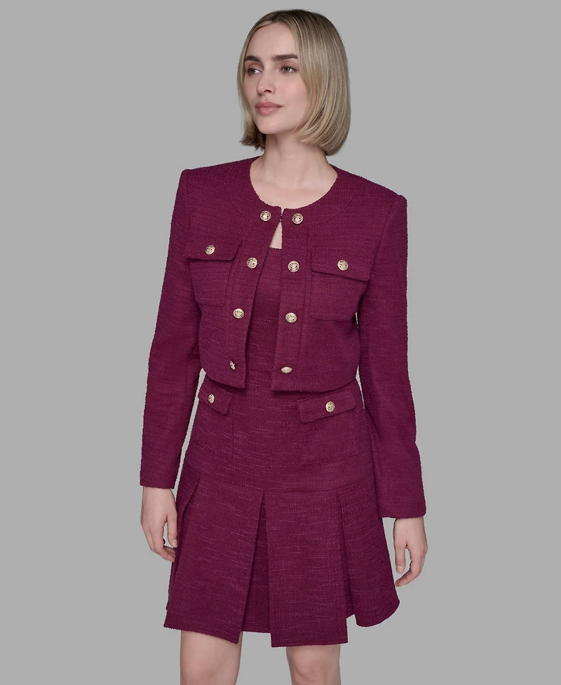 Karl Lagerfeld Paris Women's Knit Tweed Jacket