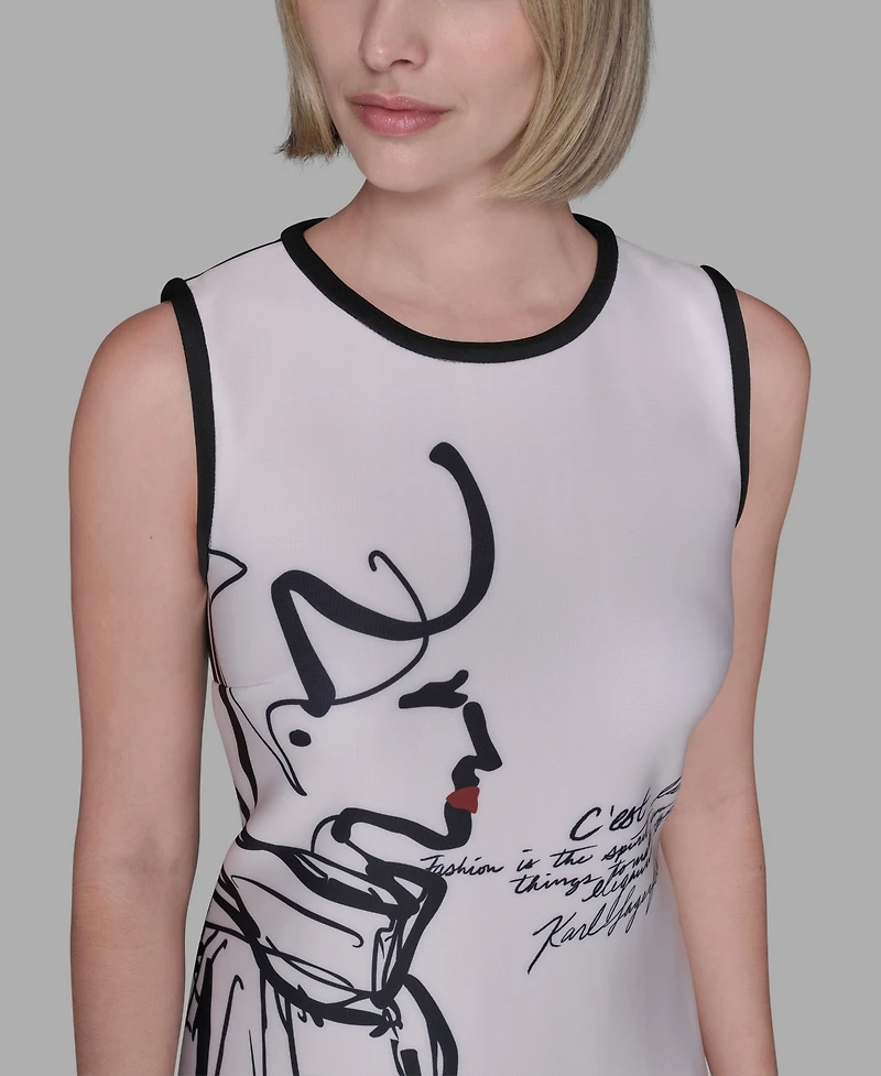 Karl Lagerfeld Paris Women's Sleeveless Scuba Shift Dress