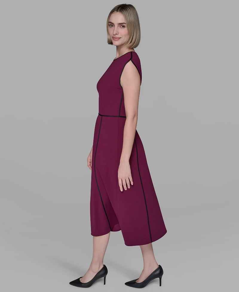 Karl Lagerfeld Paris Women's Piped-Trim Fit and Flare Dress