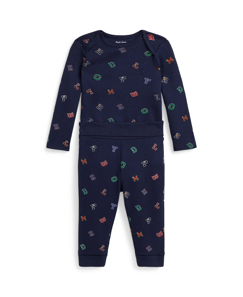 Polo Ralph Lauren Baby Boys 2-Piece Printed Interlock Bodysuit and Pants Set