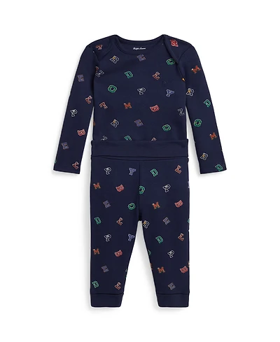 Polo Ralph Lauren Baby Boys 2-Piece Printed Interlock Bodysuit and Pants Set