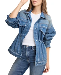 Good American Women's Barrel Sleeve Denim Jacket