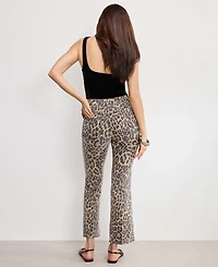 Good American Women's Standard Kick Flare Leopard Jeans
