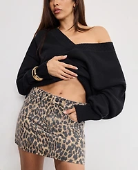 Good American Women's Leopard Pattern Mini Skirt