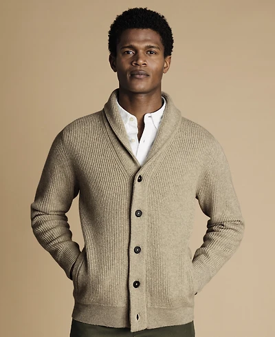 Charles Tyrwhitt Men's Oatmeal Chunky Merino Sweater