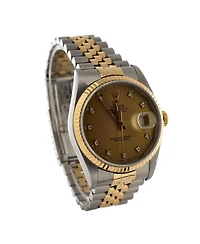 Pre-Owned Rolex Oyster Perpetual Datejust Automatic Watch in Stainless Steel and Gold with Diamond Markers 36mm