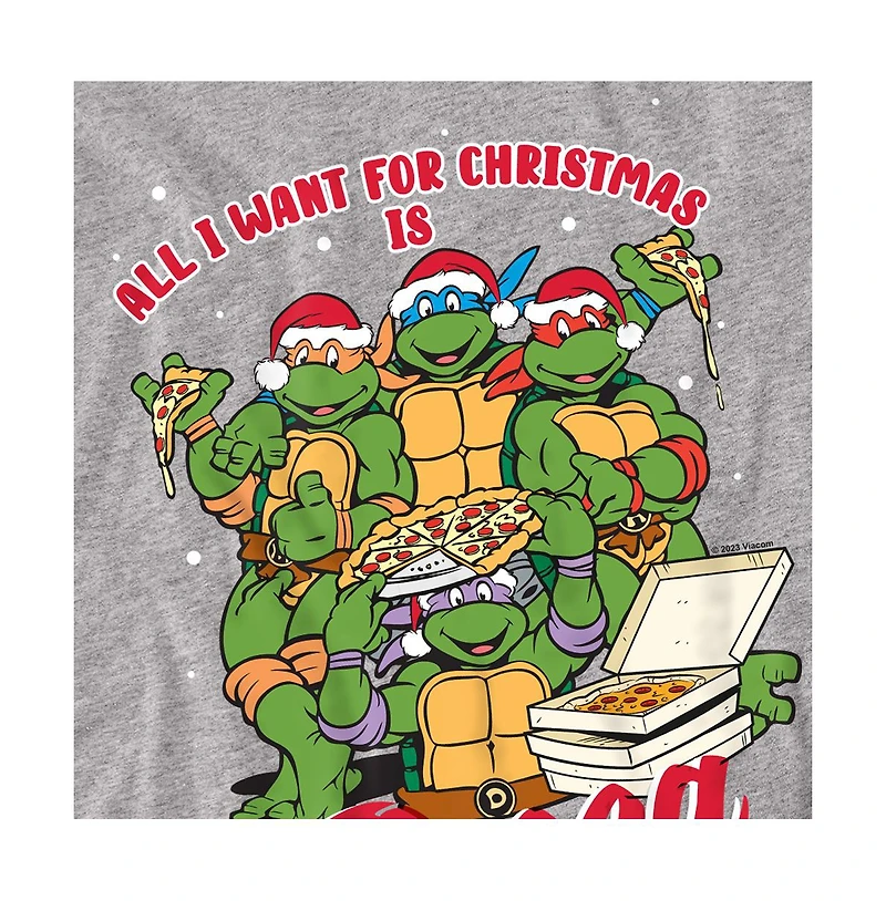 Logovision Men's Teenage Mutant Ninja Turtles Christmas Pizza T-Shirt