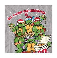 Logovision Men's Teenage Mutant Ninja Turtles Christmas Pizza T-Shirt