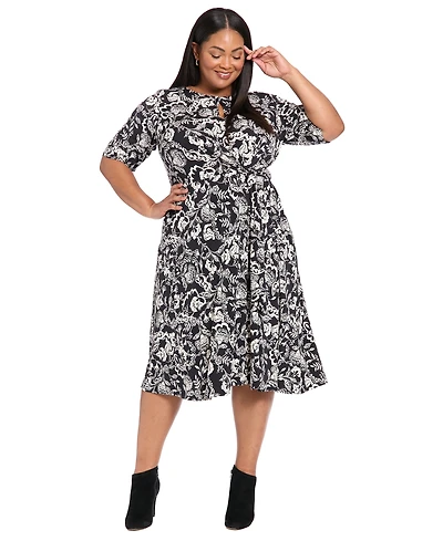 London Times Plus Keyhole Dress
