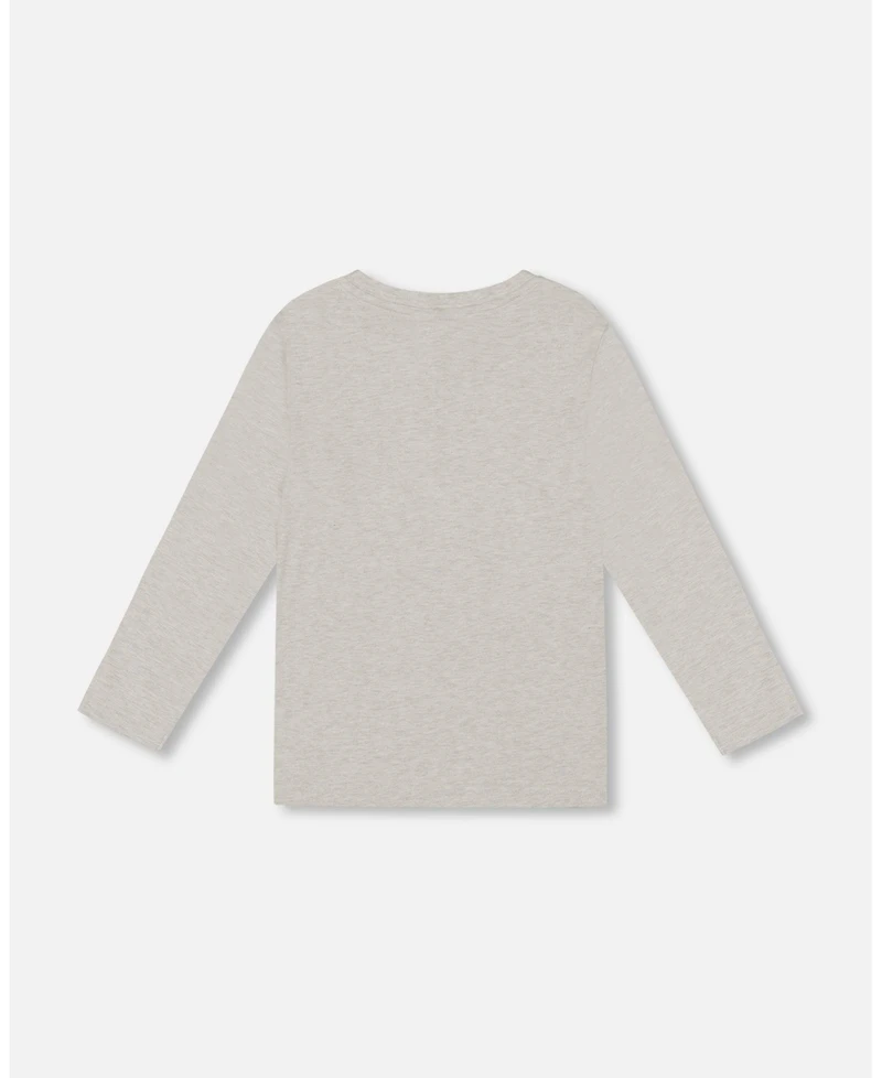 Deux par Boy Cotton Jersey Pocket T-Shirt Heather Beige Gray - Child