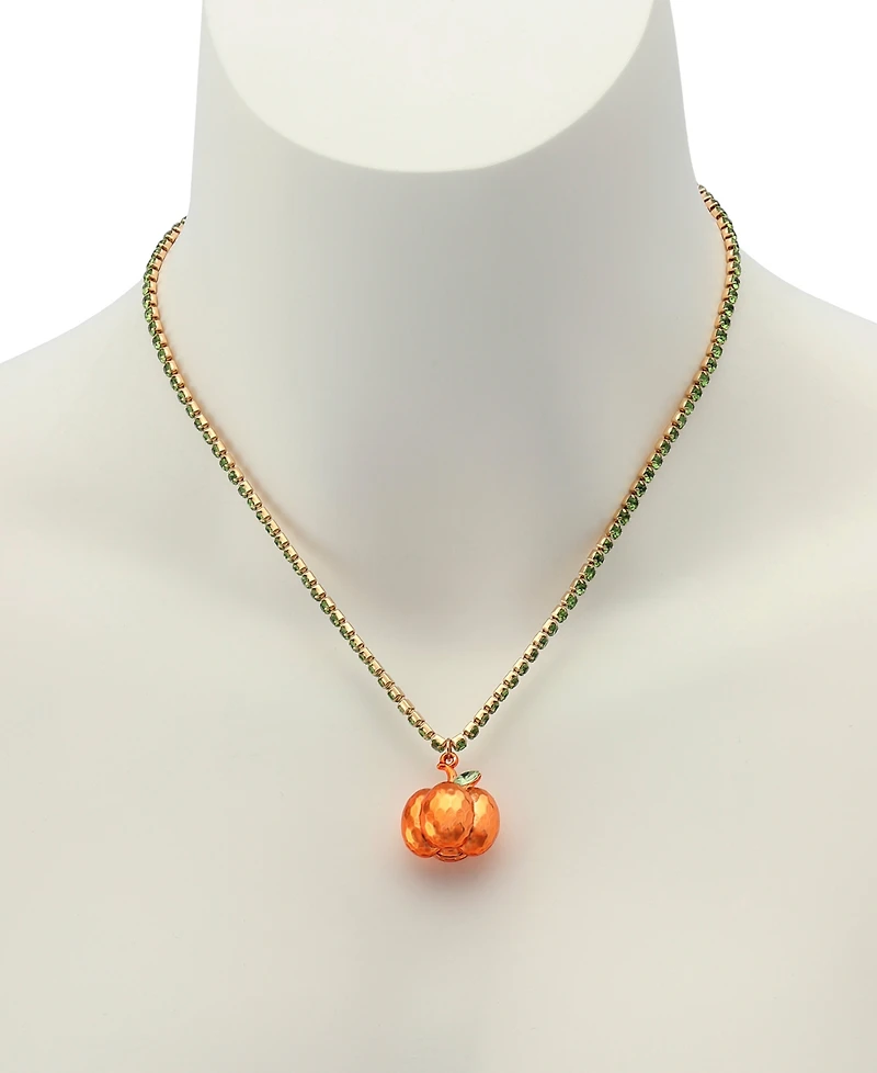 Betsey Johnson Faux Stone Pumpkin Pendant Tennis Necklace