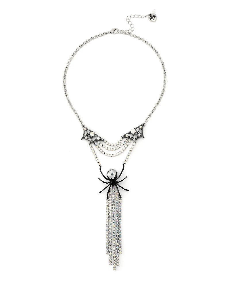 Betsey Johnson Faux Stone Disco Spider Fringe Y-Necklace