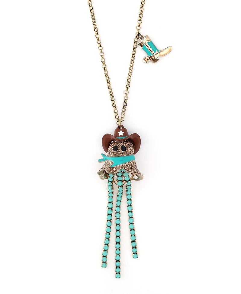 Betsey Johnson Faux Stone Cowboy Ghost Fringe Y-Necklace
