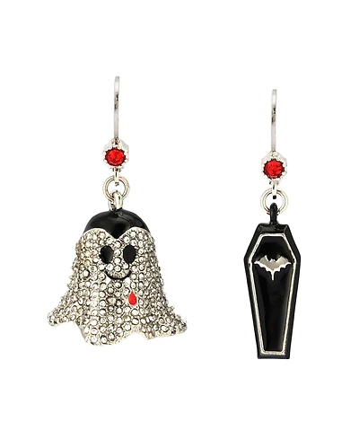 Betsey Johnson Faux Stone Halloween Vampire Coffin Mismatch Earrings